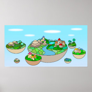 Poster Pequeno mundo dentro de uma ilha flutuante.