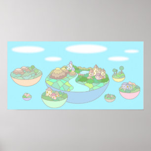 Poster Pequeno mundo dentro de uma ilha flutuante.