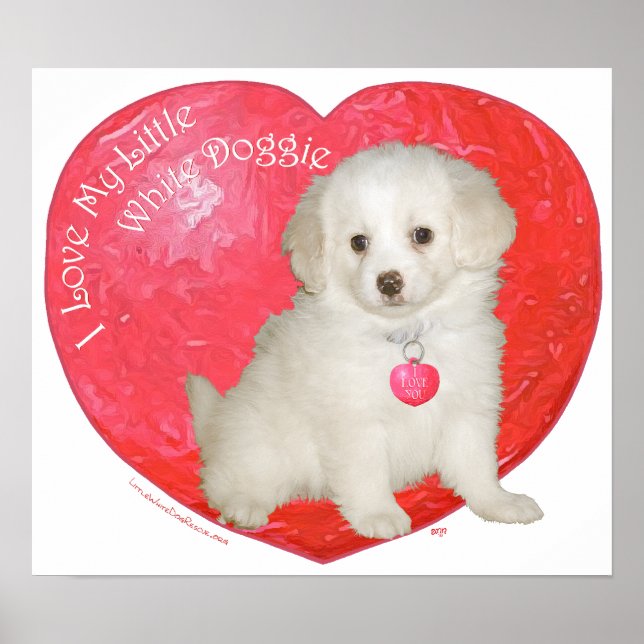 Pôster Pequeno Namorados de Emergência de Cachorro Branco (Frente)