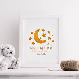Poster Pequeno Nome da Estrela Lua e Estrela Cura Úmida