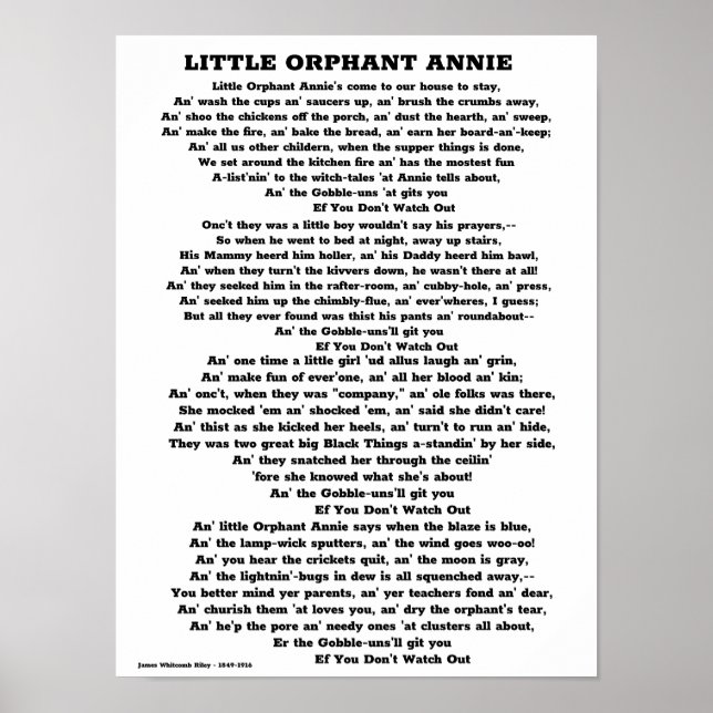 POSTER PEQUENO ORFANTE ANNIE POEM (Frente)