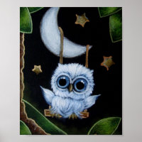 PEQUENO OWL AZUL NADANDO DA LUA
