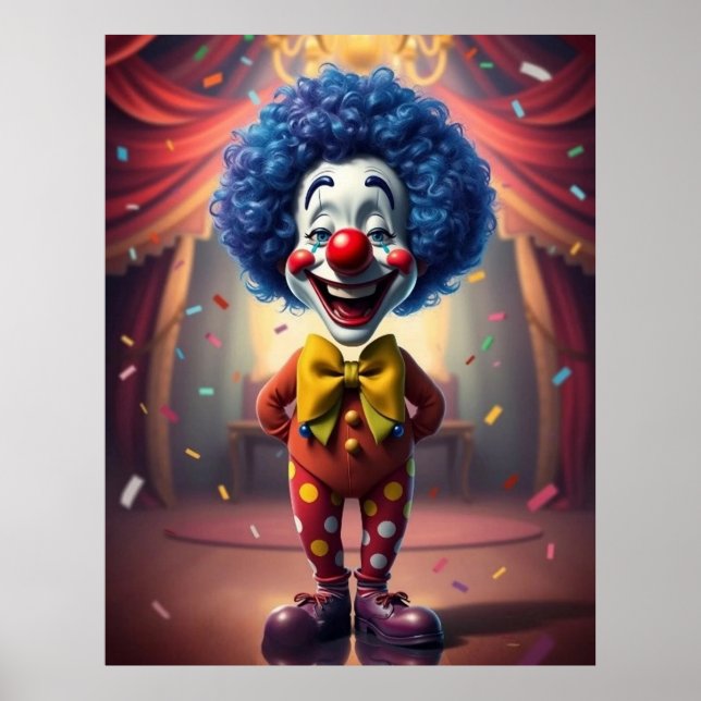 Poster Pequeno Palhaço Simpático Rocky Clocky de Cabelo A (Frente)