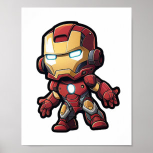 Poster pequeno personagem de super-herói bonitinho no est