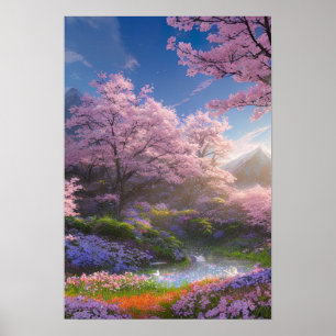 Poster Pequeno Pond Envelopado em Delícias Florais