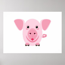 Pequeno porco rosa feliz e fofo
