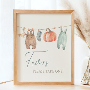 Poster Pequeno Pumpkin Fall Clothes Boy Chá de fraldas Fa