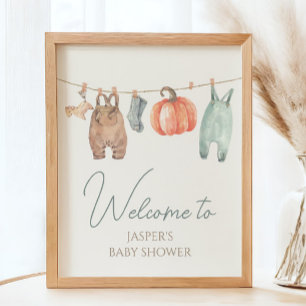 Poster Pequeno Pumpkin Fall Clothes Boy Welcome Sinal