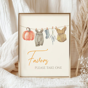 Poster Pequeno Pumpkin Fall Clothes Girl Favor do Chá de