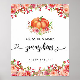 Poster Pequeno Pumpkin Floral Adivinha Quantos Pumpkins