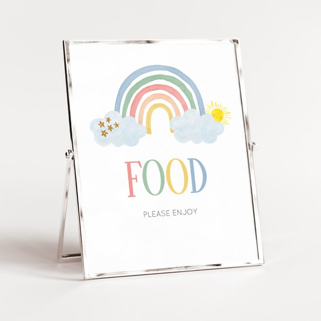 Poster Pequeno Raio de Luz do Cartaz de Comida Arco-íris (Rainbow Baby Shower Food Sign)