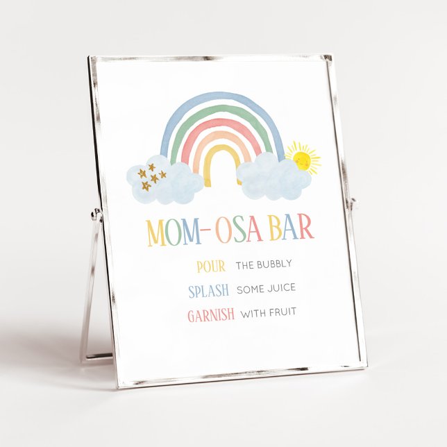 Poster Pequeno Raio de Sol Arco-íris Mãe Osa Sinal de Bar (Rainbow Baby Shower Mom Osa Bar Sign)