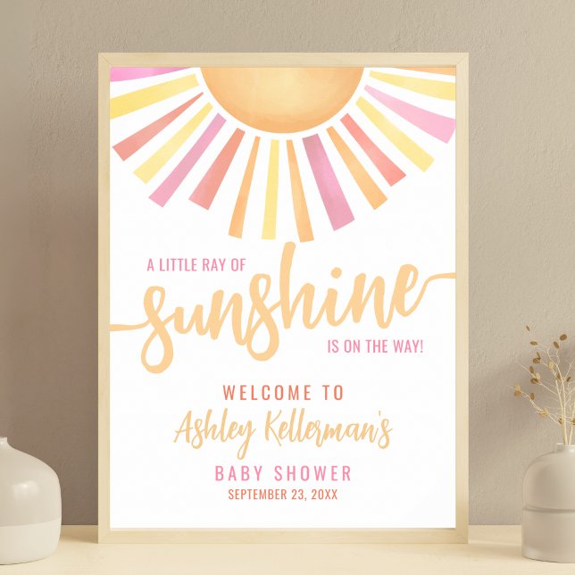 Poster Pequeno Raio De Sol Chá De Bebê Placa De Boas Vind (Little Ray Of Sunshine Baby Shower Welcome Sign)