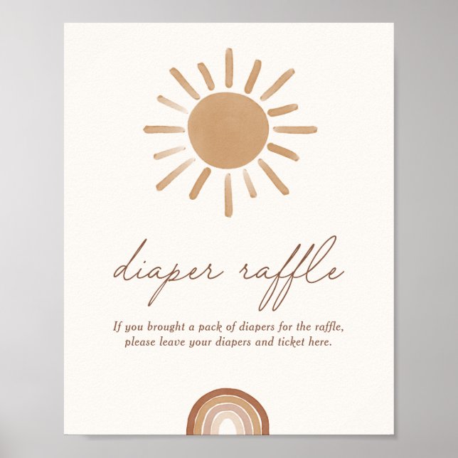 Poster Pequeno Raio Sol de Fralda Chá de fraldas Raffle (Frente)