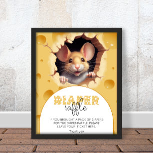 Poster Pequeno rato em rifa de fralda de Chá de fraldas d