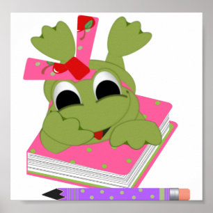 Pôster Pequeno Sapo com Livro e Lápis