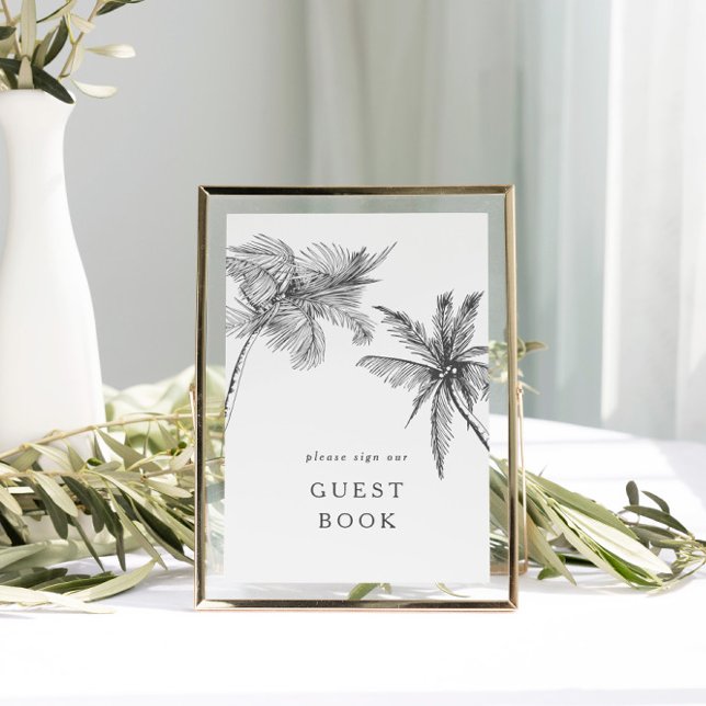 Poster Pequeno Sinal de Casamento do Livro de Convidados  (Explore our fully customizable collection of palm tree wedding items!)
