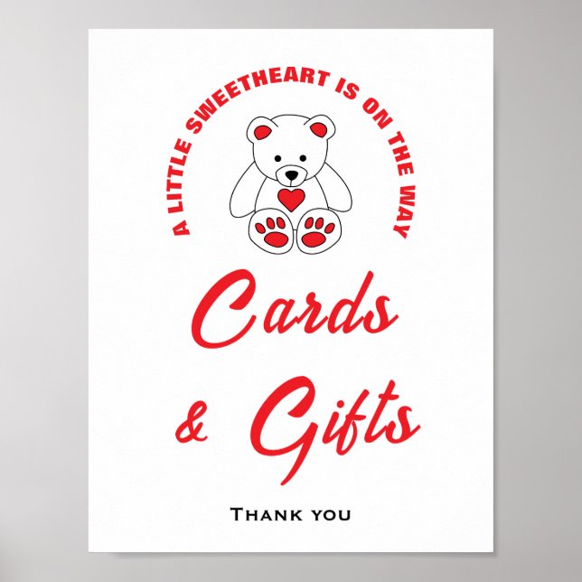 Poster Pequeno Sinal de Chá de fraldas Cartões e Presente (Frente)