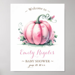 Poster Pequeno Sinal de Chá de fraldas de Abóbora - Rosa