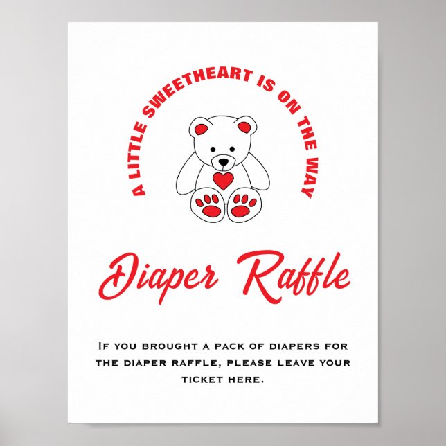 Poster Pequeno Sinal de Fralda Chá de fraldas Raffle da S (Frente)