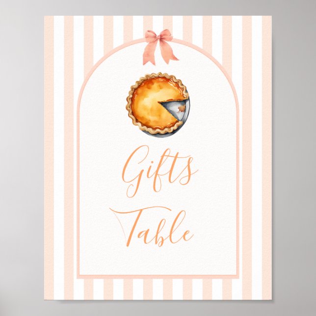 Poster Pequeno Sinal de Mesa Pie Orange Gingham presentes (Frente)
