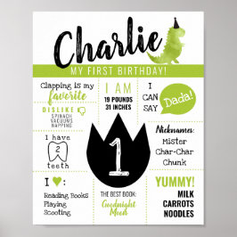 Poster Pequeno Tema Dino Dinossauro Stomp e Chomp Verde