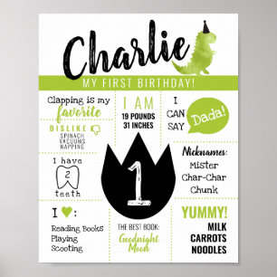 Poster Pequeno Tema Dino Dinossauro Stomp e Chomp Verde