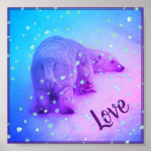 Poster Pequeno ursinho polar, sua cabeça no berçário de n