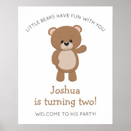 Poster Pequeno Urso Transformando Dois segundos aniversár