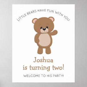Poster Pequeno Urso Transformando Dois segundos aniversár