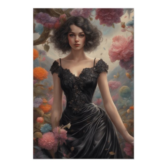 Pôster Pequeno Vestido Preto Projetado pela IA - Arte Ret (Frente)