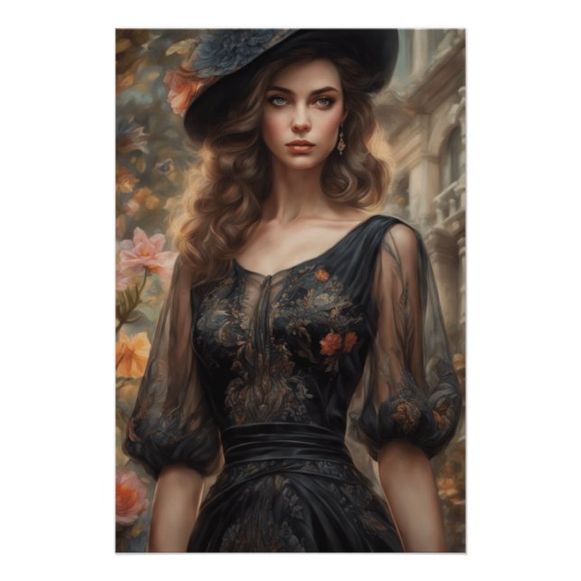 Pôster Pequeno Vestido Preto Projetado por AI - Estilo de (Frente)