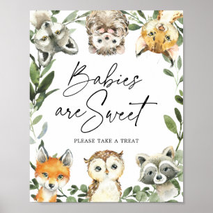 Poster Pequenos Bebês De Chá de fraldas De Madeira São Si