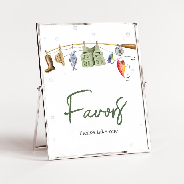 Poster Pequenos Chás de fraldas Pescadores (Boho Fisherman Baby Shower Favors Sign)