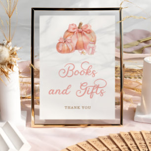 Poster Pequenos livros de abóbora e Chá de fraldas de pre