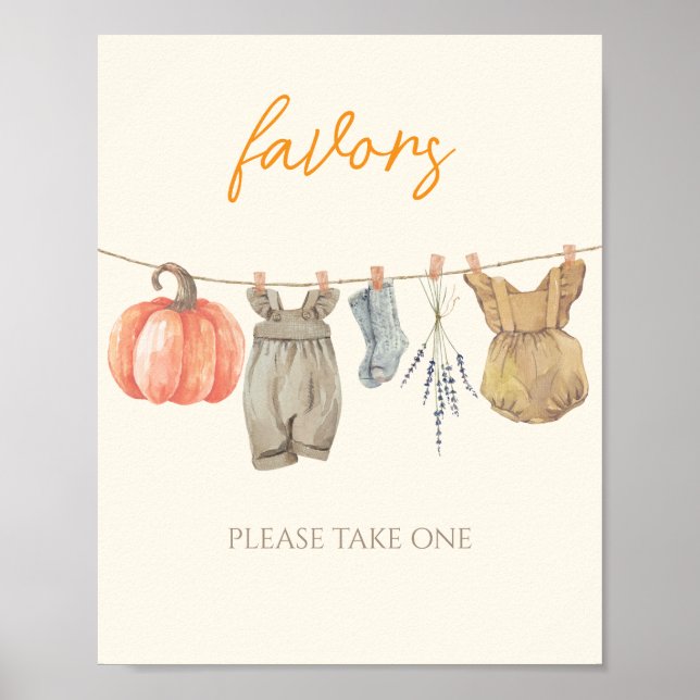 Poster Pequenos Pumpkin Caindo Roupas Chás de fraldas Fav (Frente)