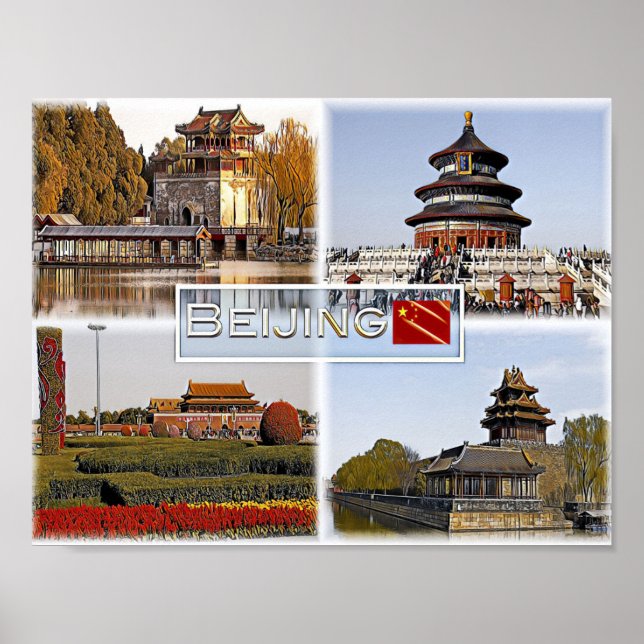 Poster Pequim - China - Mosaico - (Frente)