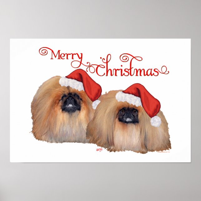 Pôster Pequinês Feliz Natal (Frente)