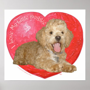 Pôster Pequinês / Poodle Mix Dia dos Namorados