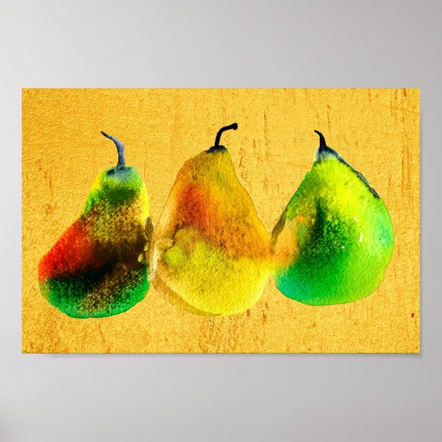 Poster Pera-art, fruta de aquarela fofa (Frente)