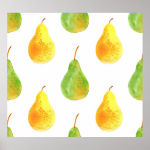 Poster Peras desenhadas à mão, imagem de comida de aquare