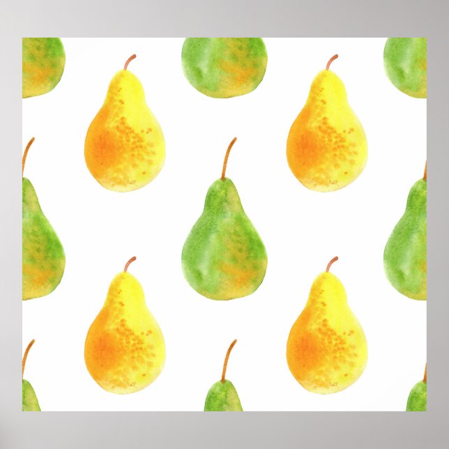 Poster Peras desenhadas à mão, imagem de comida de aquare (Frente)