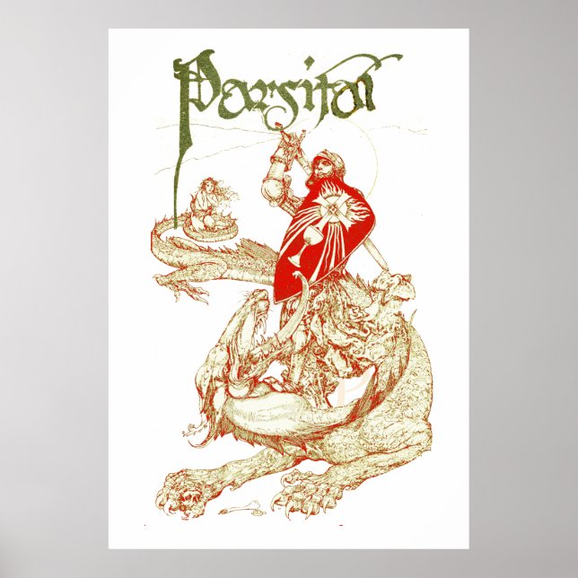 Poster PERCEVAL COMBATENDO DRAGÃO, BUSCA SANTO GRAAL Fant (Frente)