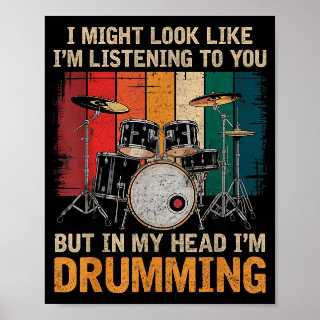 Poster Percussionist Drumming For Drum Set Lover Drummers (Frente)