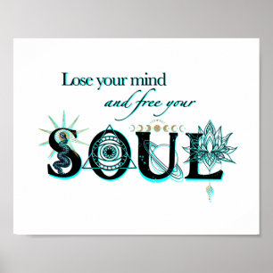 Poster Perder Sua mente livre sua alma turquesa negra 8x1