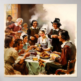 Poster Peregrinos sentados em uma Mesa