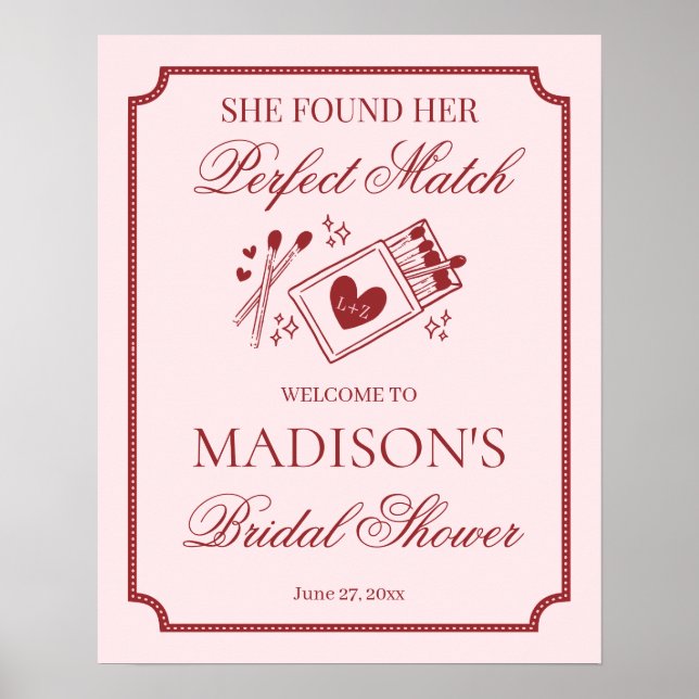 Poster Perfect Match Made in Heaven Bridal Shower Welcome (Frente)