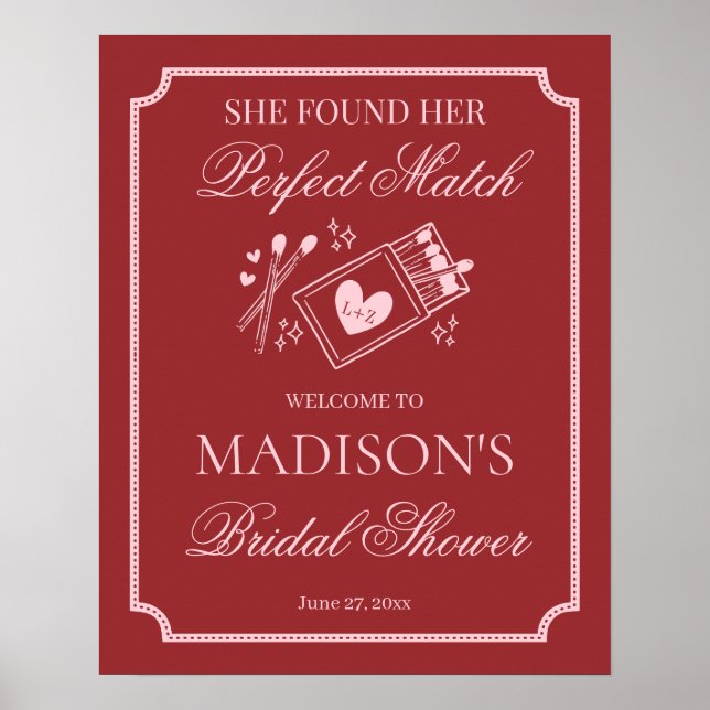 Poster Perfect Match Made in Heaven Bridal Shower Welcome (Frente)