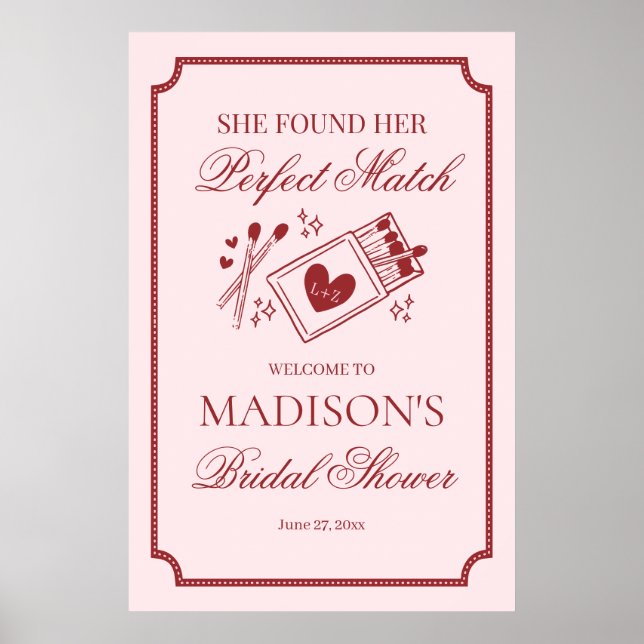 Poster Perfect Match Made in Heaven Bridal Shower Welcome (Frente)