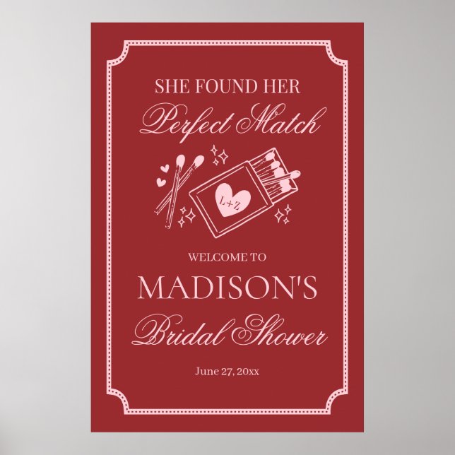 Poster Perfect Match Made in Heaven Bridal Shower Welcome (Frente)